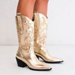 Billini Danilo Gold Metallic Cowboy Boots